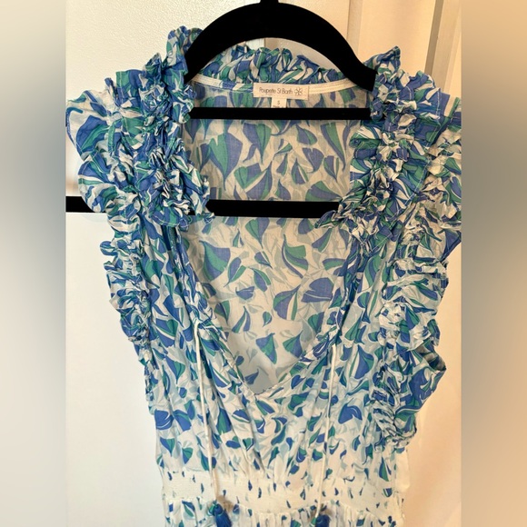 Poupette St Barth blue and white dress with elastic waist, size small - Picture 2 of 4